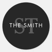 Vorgabe für Schwarz-Weiß-Monogramm Runder Aufkleber (Vorderseite)