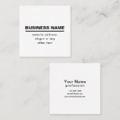 Vorgabe moderner Firmennamen | B&W Quadratische Visitenkarte (Vorne/Hinten)