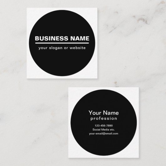 Vorgabe moderner Firmennamen | B&W Quadratische Visitenkarte (Vorne/Hinten)