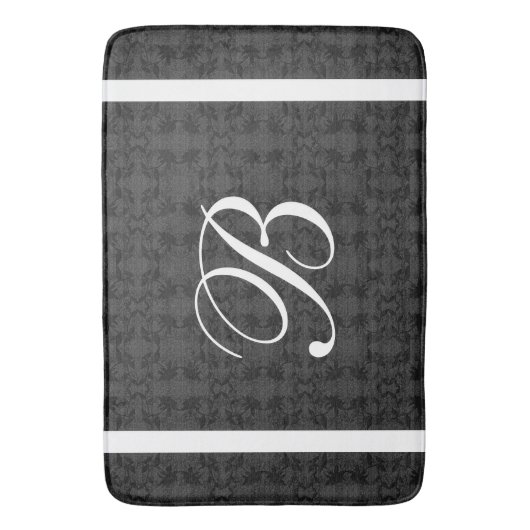 Vorgabe Schwarz-Weiß-Monogramm Badematte (Vorderseite Vertikal)