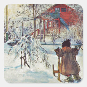 Vorgarten und Waschhaus Quadratischer Aufkleber