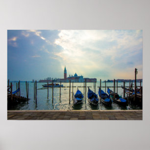 Vorgeankerte Gondeln San Giorgio Maggiore Venedig Poster