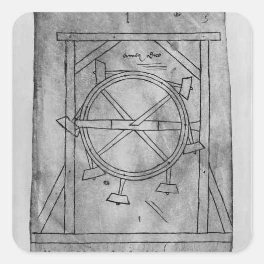 Vorgeblich ewige Bewegungsmallets und Rad Quadratischer Aufkleber (Vorderseite)