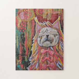 Vorgegaukelter Mops, eine abstrakte Collage mit Ma Puzzle