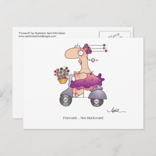 VORGEHEN! Postkarte bis April McCallum (Vorne/Hinten)