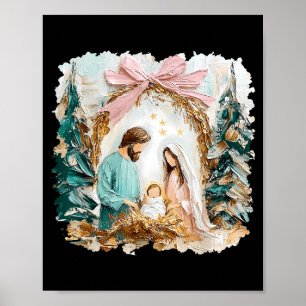 Vorgenehm gemalte christliche Weihnachtskrippe Got Poster