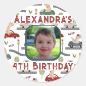 Vorgeschichtliche Gruppen farbiger Dinosaurier-Bil Runder Aufkleber (Vorderseite)