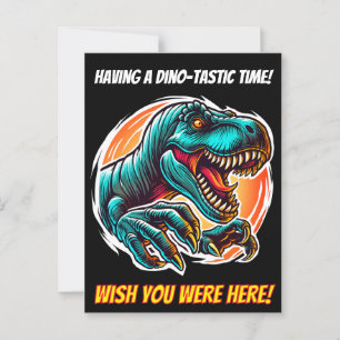 Vorgeschichtlicher Epischer Dino-Angriff T-Rex Bla Postkarte