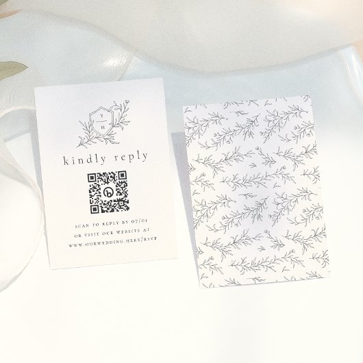 Vorgeschlagene botanische Initialen QR Code Weddin Begleitkarte