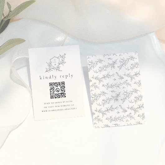 Vorgeschlagene botanische Initialen QR Code Weddin Begleitkarte