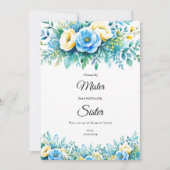 Vorgeschlagene Brautpartys für blaugelbe Flora Einladung (Vorderseite)