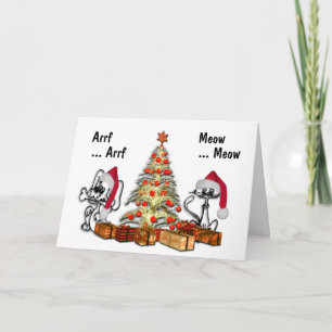 Vorgestellt von Cat and Dog Christmas Card Feiertagskarte