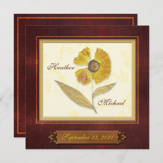 Vorgestellte Blume Rahmen Herbsthochzeit Save The Date (Vorne/Hinten)