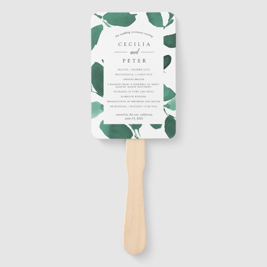 Vorgestelltes botanisches Hochzeitsprogramm | Smar Fächer (Vorderseite)