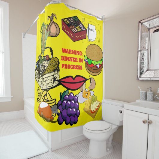 Vorhang für die Gäste, die in der Badewanne essen (Beispiel)