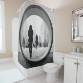 Vorhang für moderne Art Schwarz-Weiß-Dusche (Beispiel)