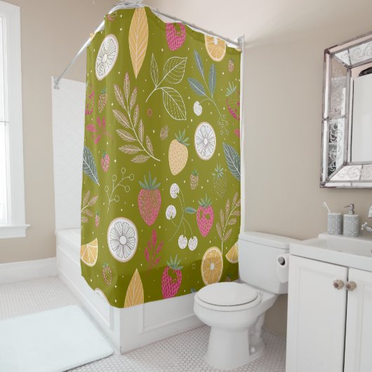 Vorhang mit grünem Olivenöl und Blumendusche (Beispiel)