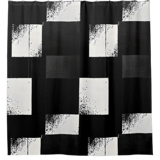Vorhang mit schwarzem und weißem Schachbrettmuster (Vorderseite)