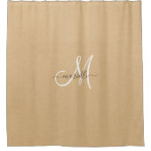 Vorhang mit weißem Monogramm Straw Caramel (Vorderseite)