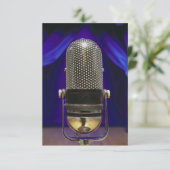 Vorhänge aus Retro-Mikrofon und Bühne Einladung (Stehend Vorderseite)
