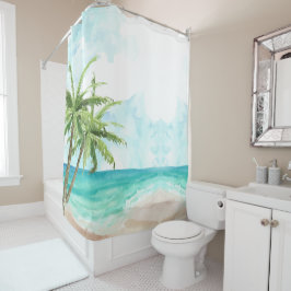 Vorhänge mit Blauer Beach-Ozean-Duschvorhängen nac