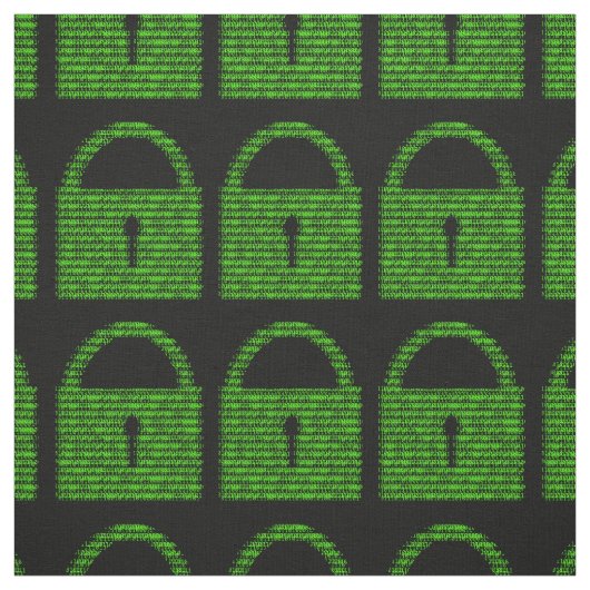 Vorhängeschloss-Computercode - Grün auf Schwarz Stoff (Muster)