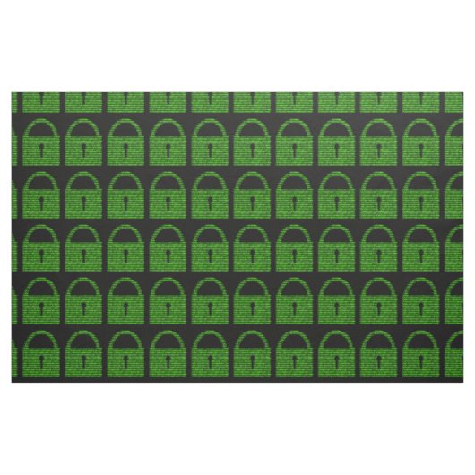 Vorhängeschloss-Computercode - Grün auf Schwarz Stoff (Fat Quarter (45,7 x 55,9 cm))