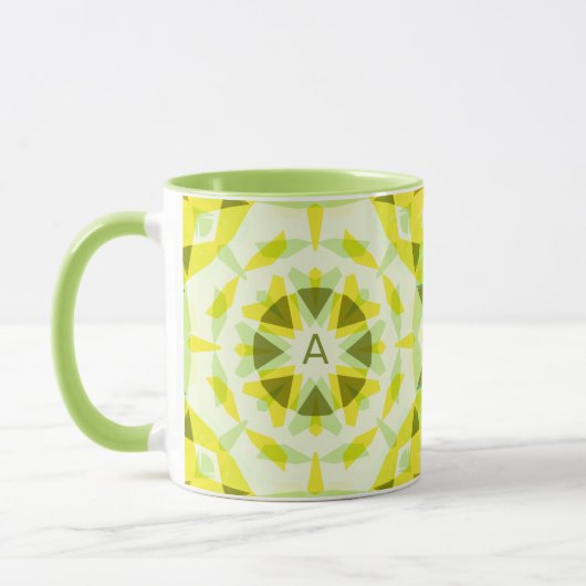 Vorher individueller Monogramm Gelber Grüner Star  Tasse (Links)