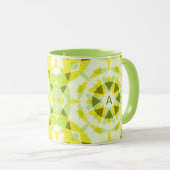 Vorher individueller Monogramm Gelber Grüner Star  Tasse (VorderseiteRechts)