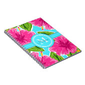 Vorher Name/Anfangsmonogramm Pink-Hibisken Notizblock (Rechte Seite)