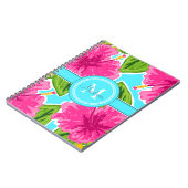 Vorher Name/Anfangsmonogramm Pink-Hibisken Notizblock (Linke Seite)