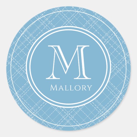 Vorher Name und Anfangsaufkleber für Monogramm Runder Aufkleber (Vorderseite)