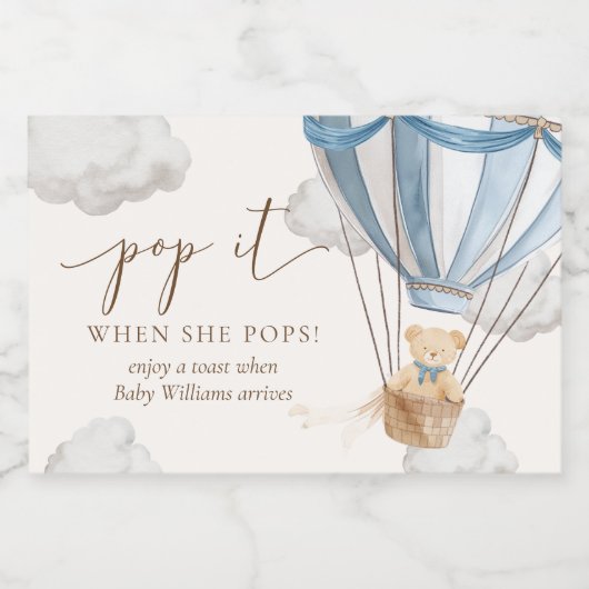 Vorher warten Teddy Bären Pop es, wenn sie Pop Schaumweinetikett (Einzelnes Label)