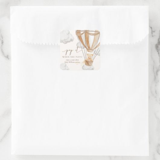 Vorher warten Teddy Bear Pop es, wenn sie Pop Quadratischer Aufkleber (Tasche)