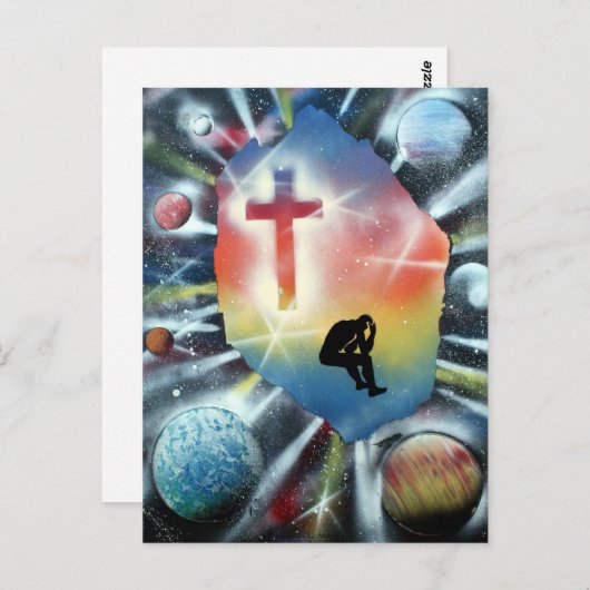 Vorherige Abbildung farbiges Universum-Kreuz Postkarte (Vorne/Hinten)