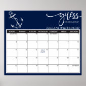 Vorhersagen Baby Dusche Nautical Anchor Navy Blue Poster (Vorne)