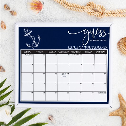 Vorhersagen Baby Dusche Nautical Anchor Navy Blue Poster