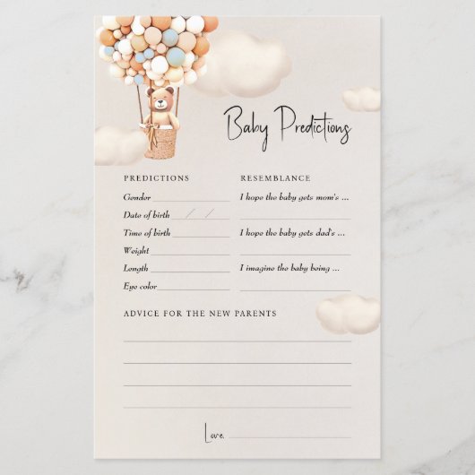 Vorhersagen Baby Duwer Game Advice Bären Ballons (Vorderseite)