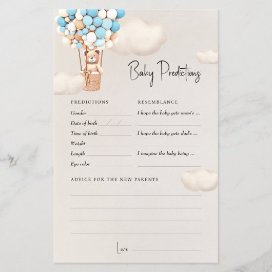 Vorhersagen Baby Duwer Game Advice Bären Ballons (Vorderseite)