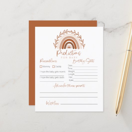 Vorhersagen für Baby Card, Boho Rainbow Game (Vorderseite/Rückseite Beispiel)