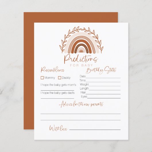 Vorhersagen für Baby Card, Boho Rainbow Game (Vorne/Hinten)