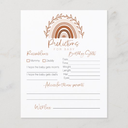 Vorhersagen für Baby Card, Boho Rainbow Game (Vorderseite)