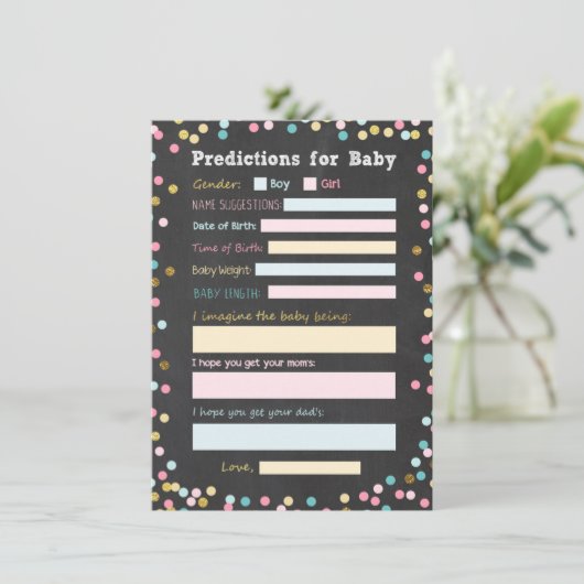 Vorhersagen für das Baby Gender zeigen Spielaktivi Einladung (Stehend Vorderseite)