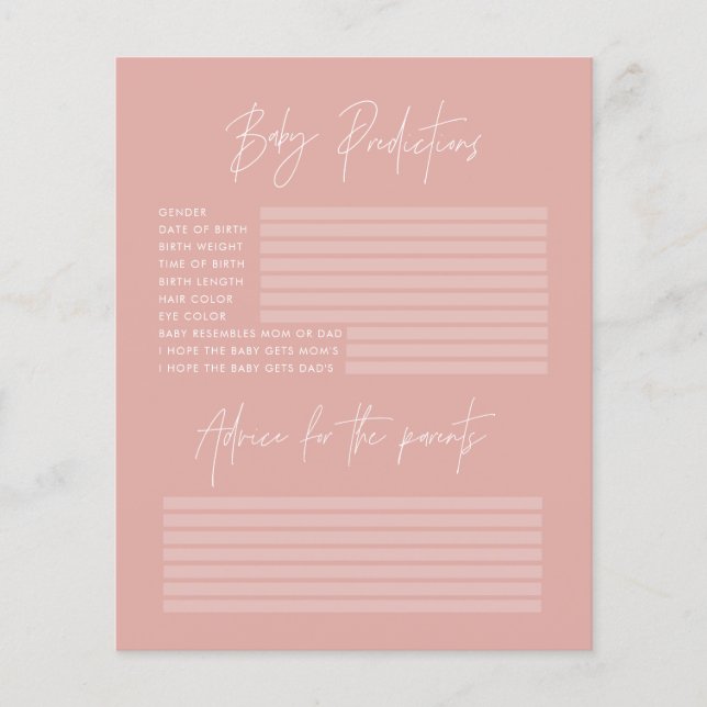 Vorhersagen für das Party von Baby-Dusche Rose pin (Vorderseite)