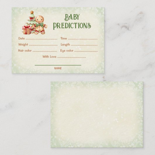 Vorhersagen Green Red Christmas Baby Shower Game Begleitkarte (Vorne/Hinten)