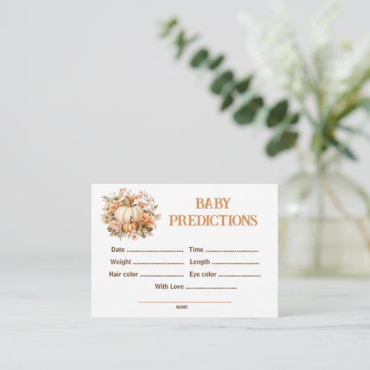 Vorhersagen Pumpkin Baby Duwer Game Begleitkarte (Stehend Vorderseite)