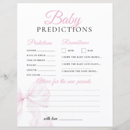 Vorhersagen & Ratschläge Pink Bow Baby Shower Game