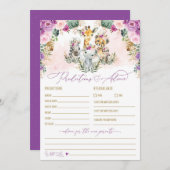 Vorhersagen & Ratschläge Safari Baby Shower Game C Einladung (Vorne/Hinten)