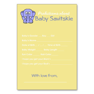 Vorhersagen über das Baby Shower Game Tischnummer