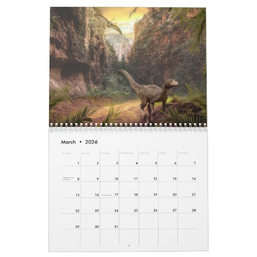 Vorhistorische Dinosaurier 2026 Kalender (Mär 2026)